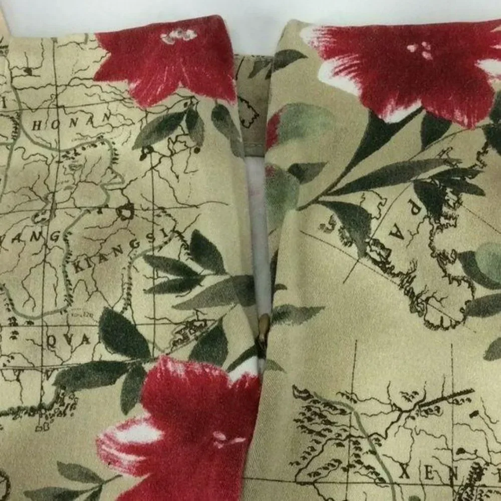 Eric Spencer Floral Map Print‎ Tapestry Style Size 10 travel Skirt